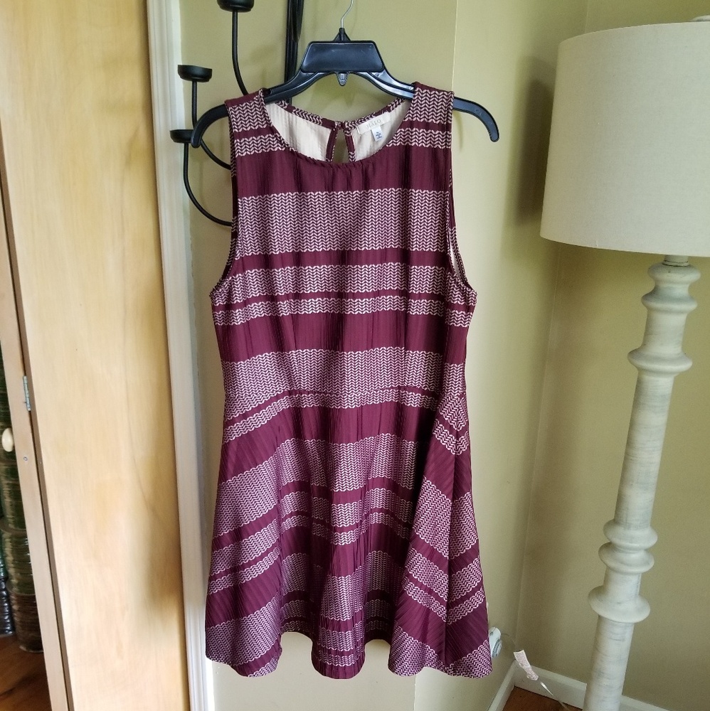Hālo Burgandy Striped Skater Dress
